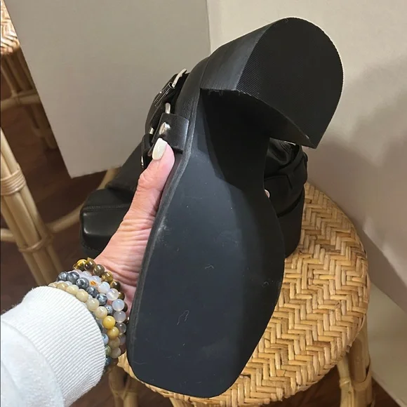 Steve Madden Black Heeled Boots with Buckle Detail - Picture 6 of 6